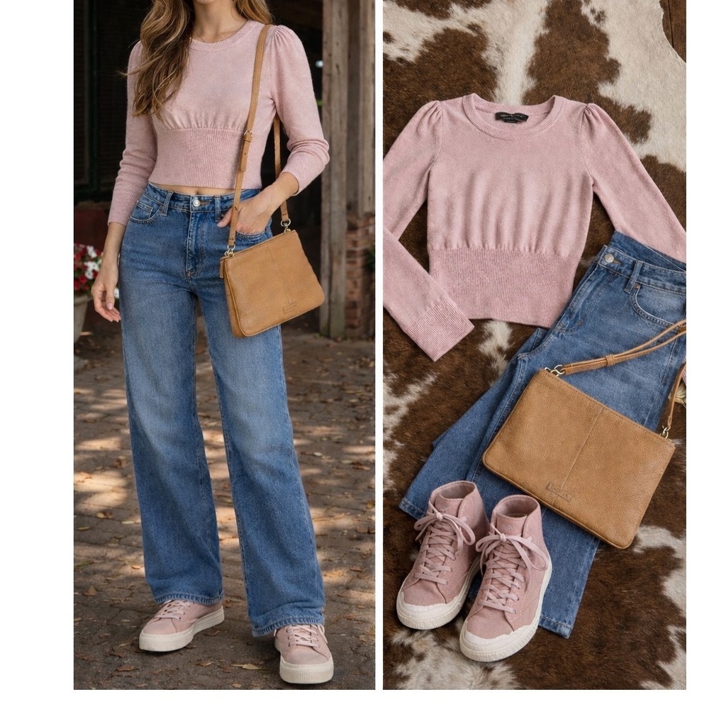 BUNDLE Joe's Jeans, Vince Camuto Sweater & Purse, Anthropologie Pink Tretorns